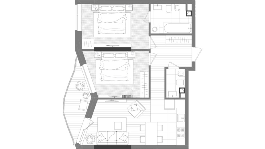 Планировка 2-комнатной квартиры в ЖК Creator City 66.42 м², фото 223590