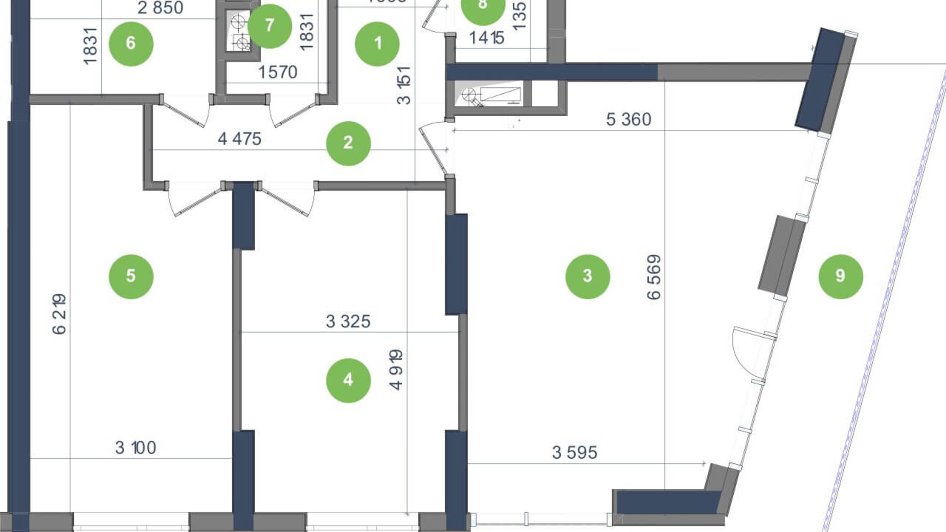 Планировка 2-комнатной квартиры в ЖК Метрополис 81.11 м², фото 223681