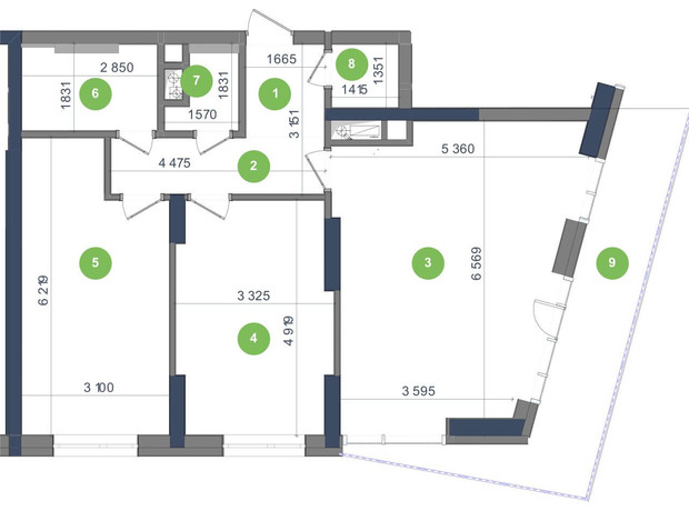 ЖК Метрополис: планировка 2-комнатной квартиры 83.89 м²