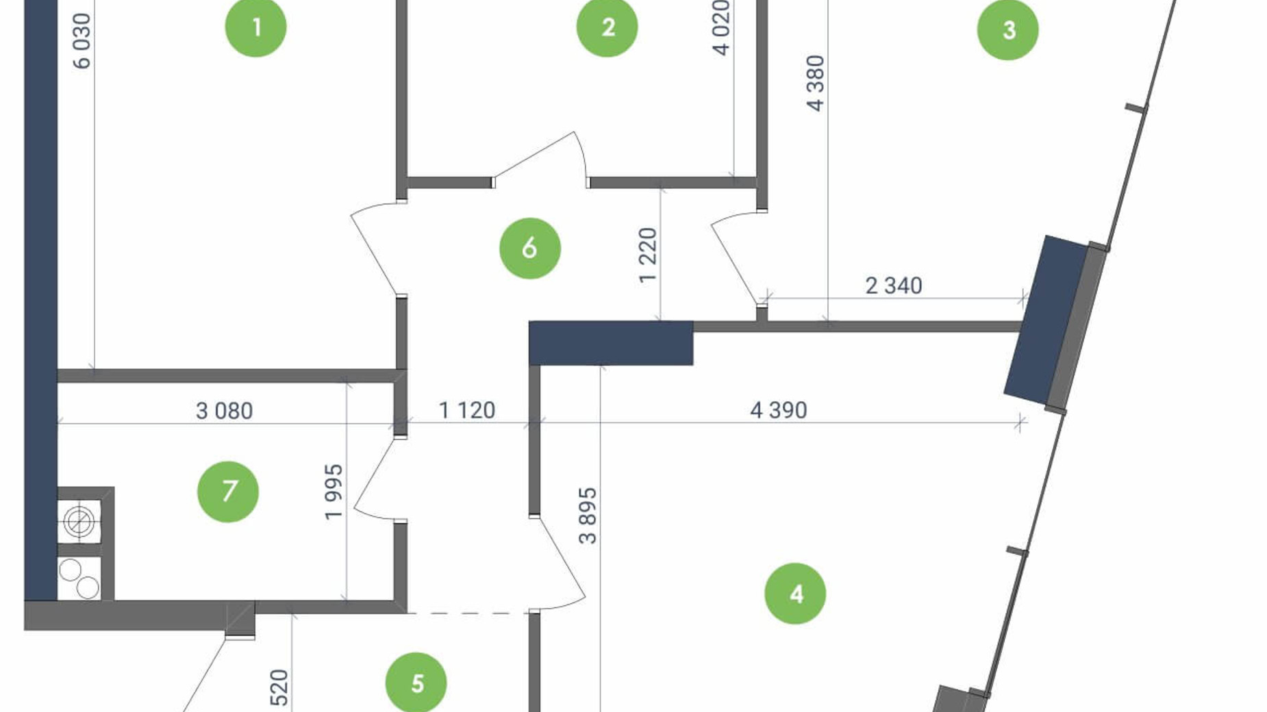 Планування 3-кімнатної квартири в ЖК Метрополіс 92.05 м², фото 223691