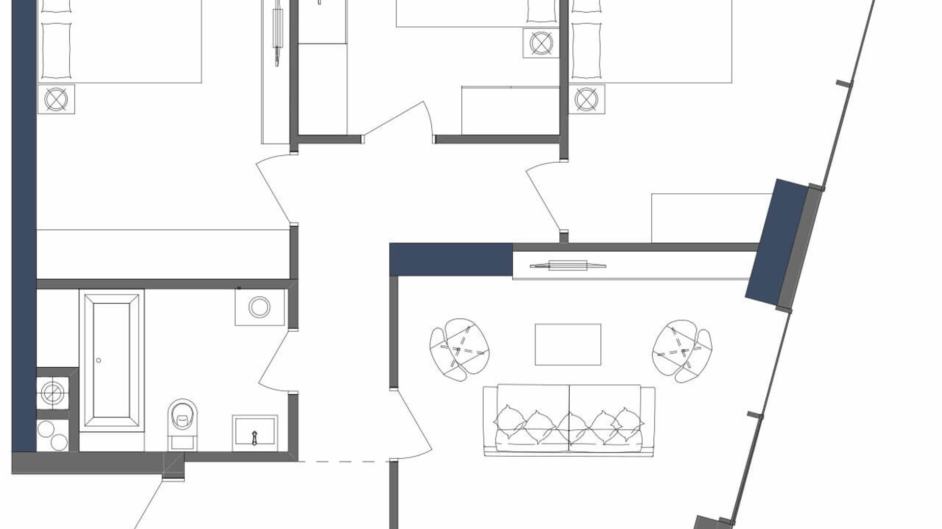 Планировка 3-комнатной квартиры в ЖК Метрополис 92.05 м², фото 223696