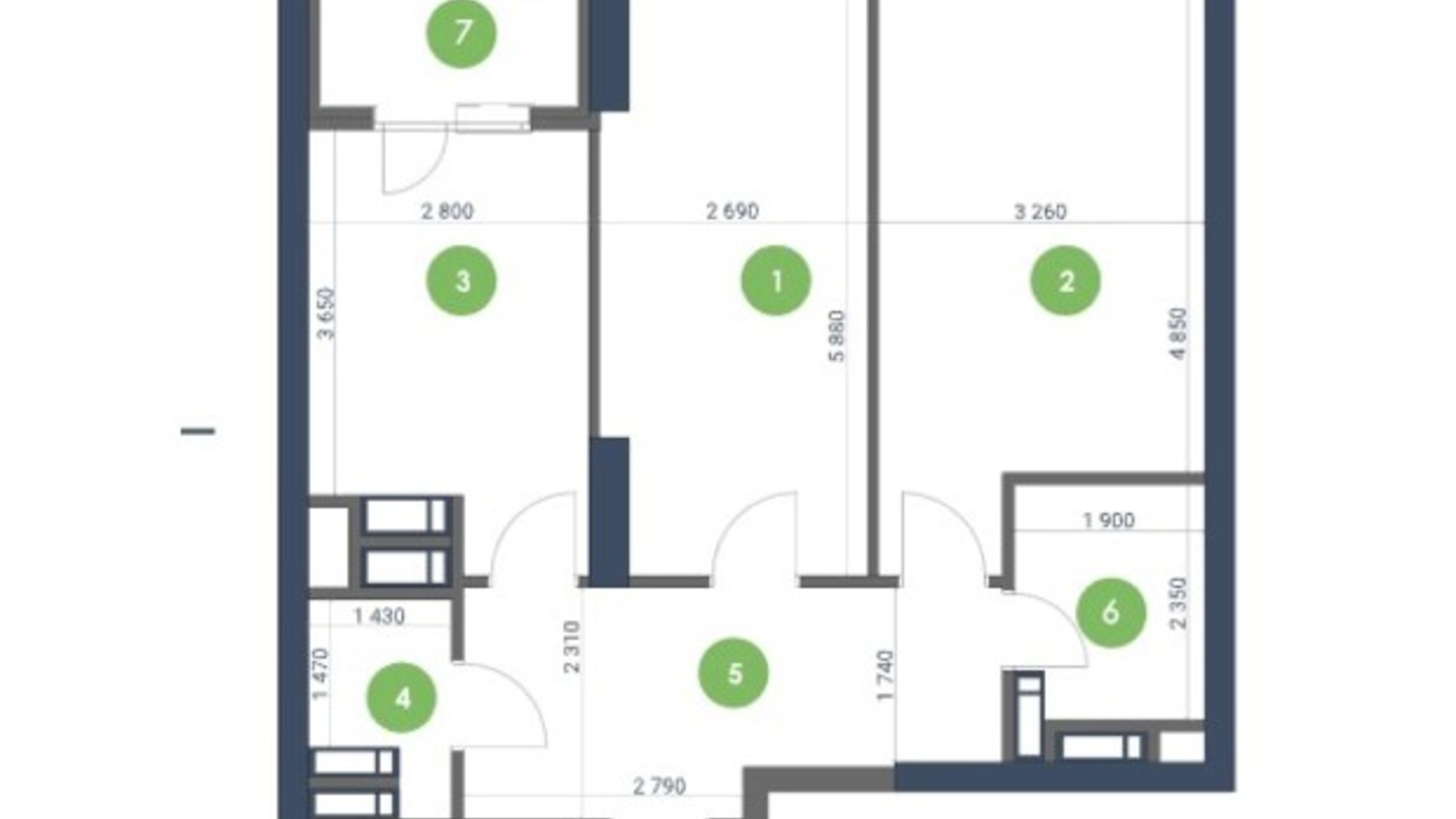 Планування 2-кімнатної квартири в ЖК Метрополіс 66.58 м², фото 223697