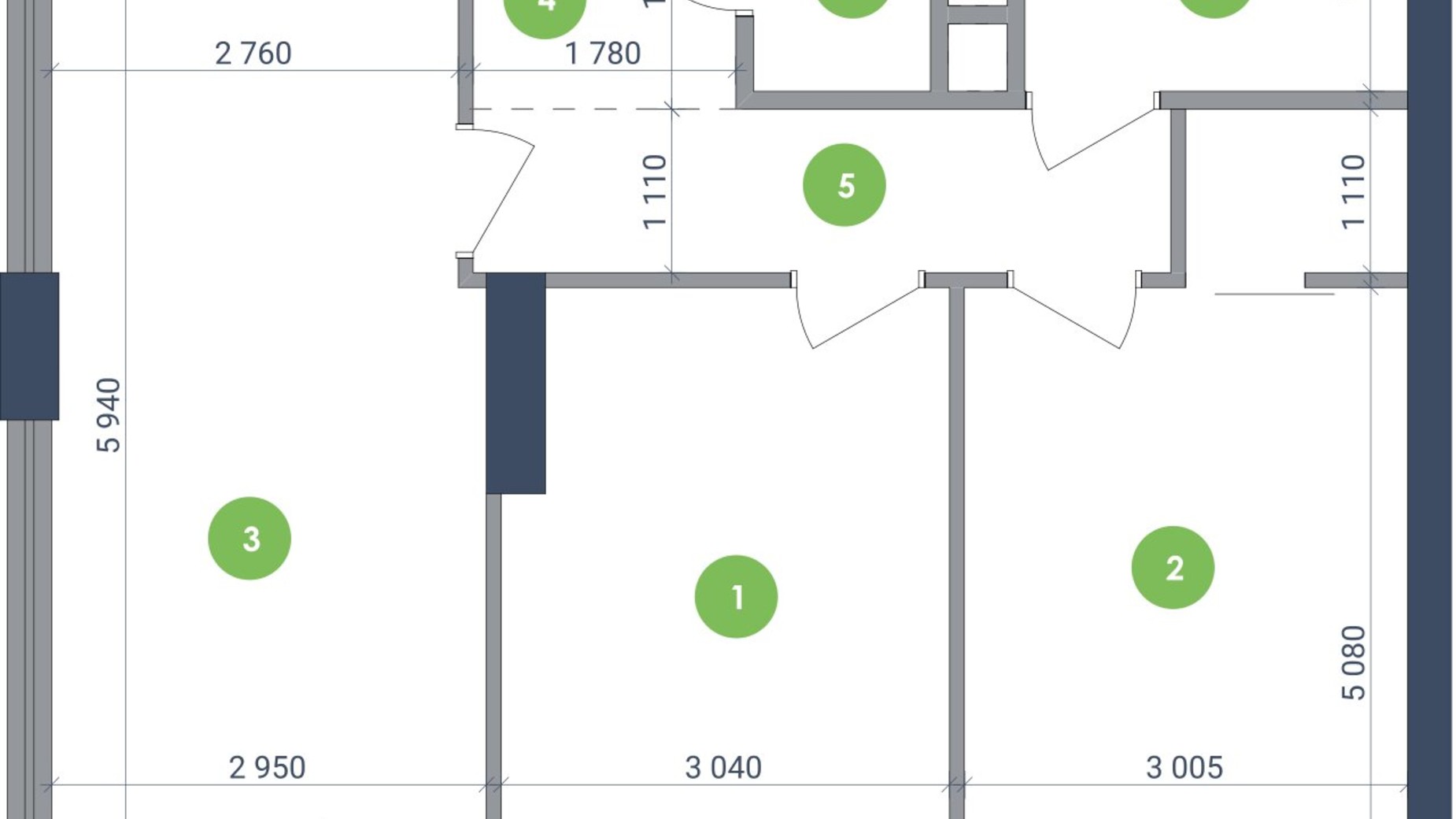 Планировка 2-комнатной квартиры в ЖК Метрополис 65.09 м², фото 223704
