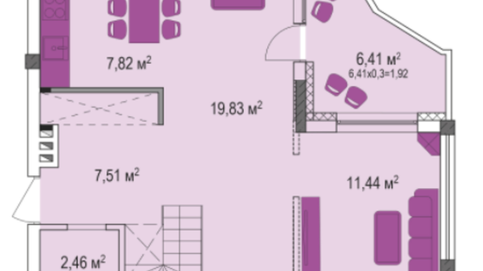 Планировка 4-комнатной квартиры в ЖК Лавандовый 120.69 м², фото 223705