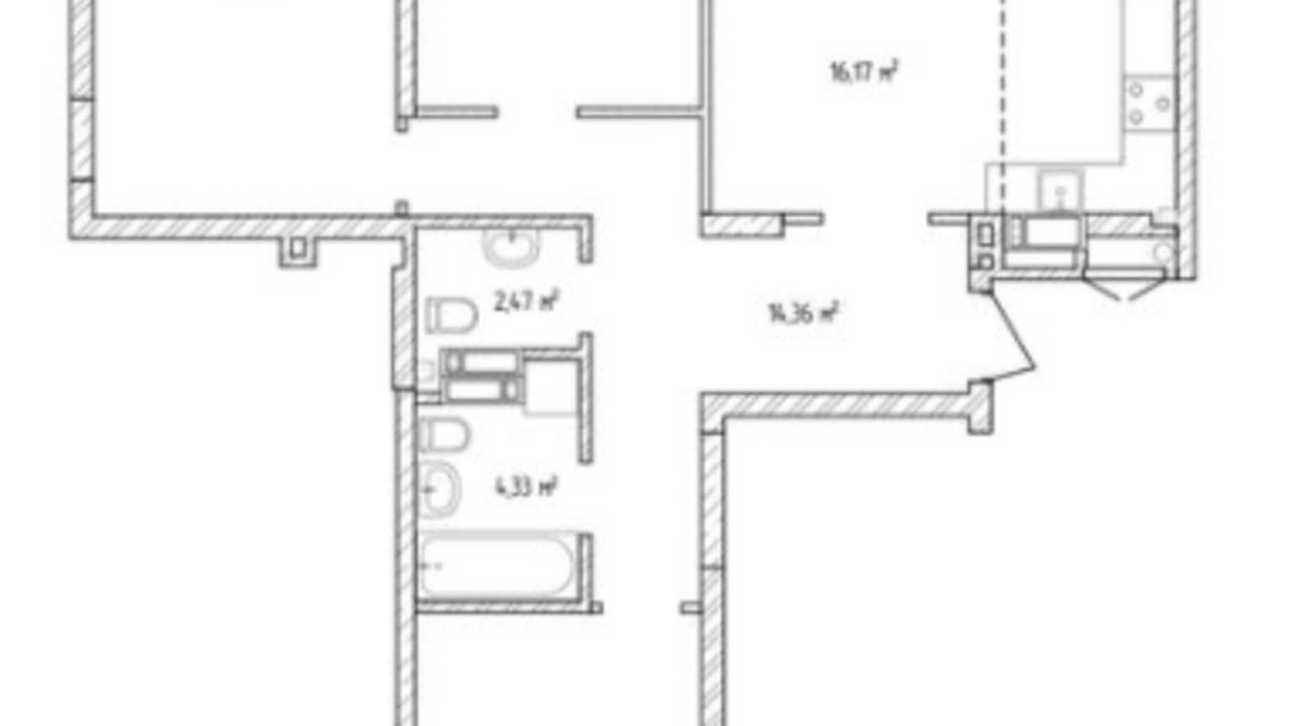 Планування 3-кімнатної квартири в ЖК Krona Park 2 84.77 м², фото 223773