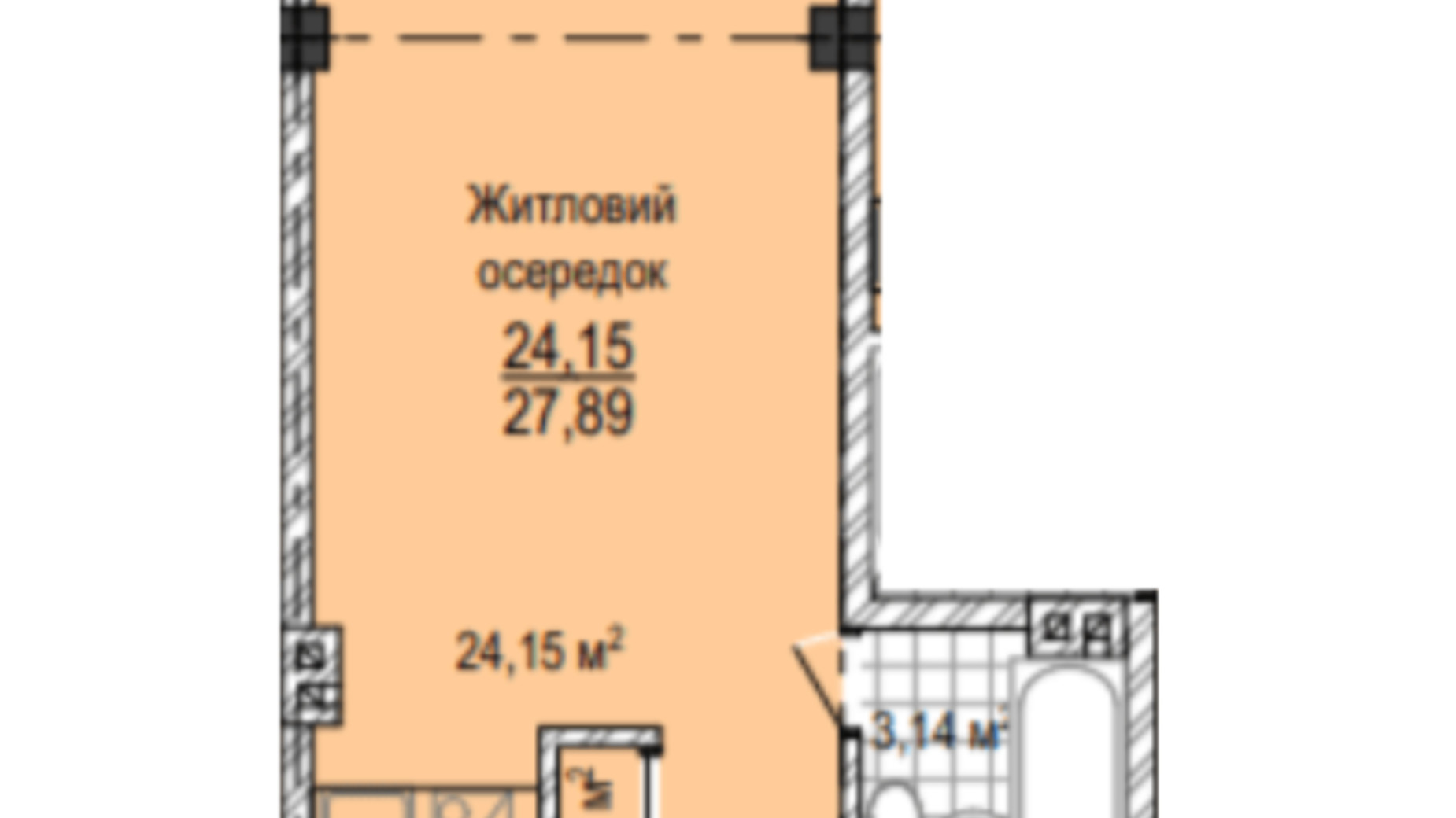 Планировка 1-комнатной квартиры в ЖК Надия 29.2 м², фото 224150