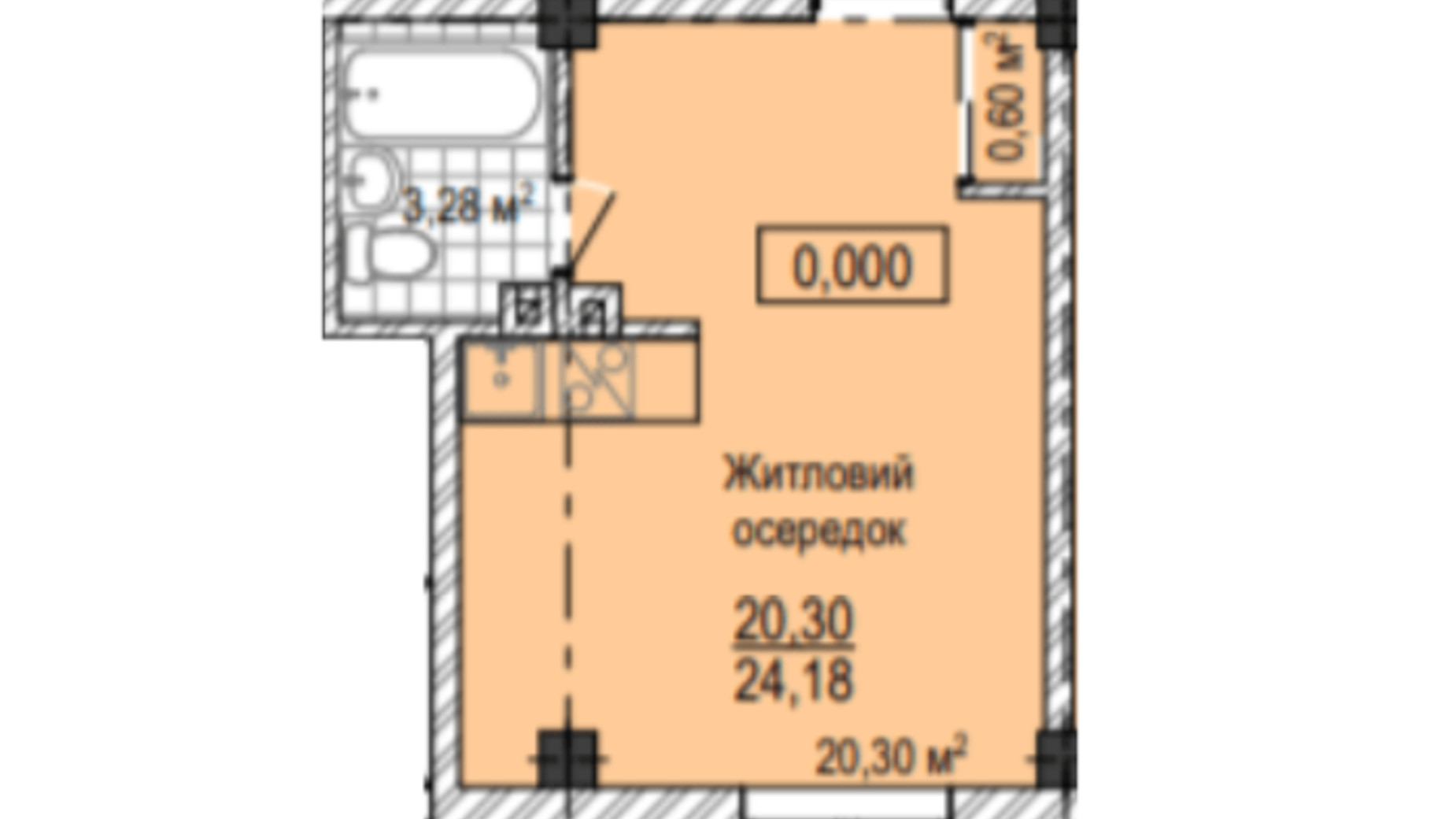 Планировка 1-комнатной квартиры в ЖК Надия 24.6 м², фото 224153