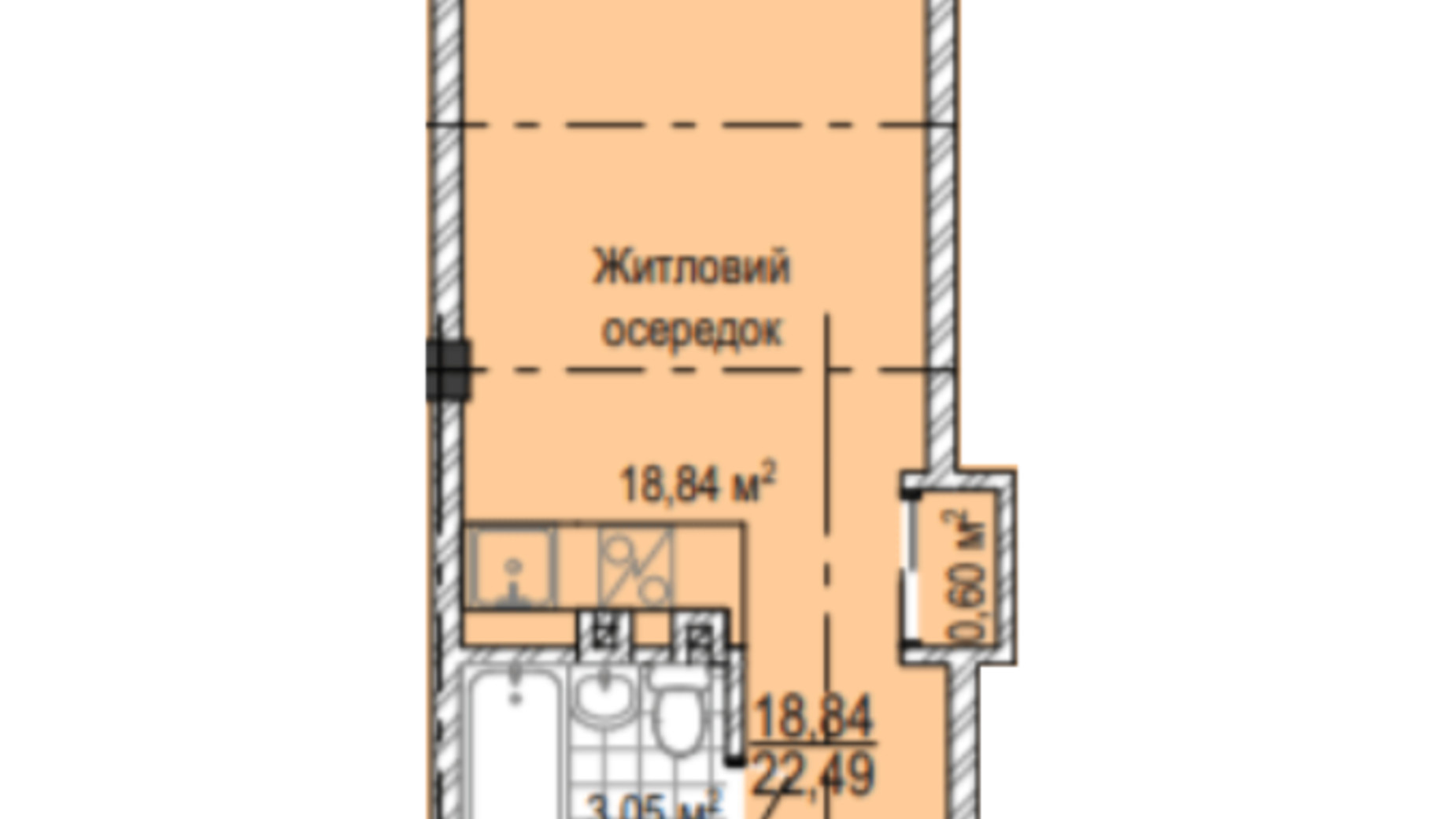 Планировка 1-комнатной квартиры в ЖК Надия 22.5 м², фото 224157