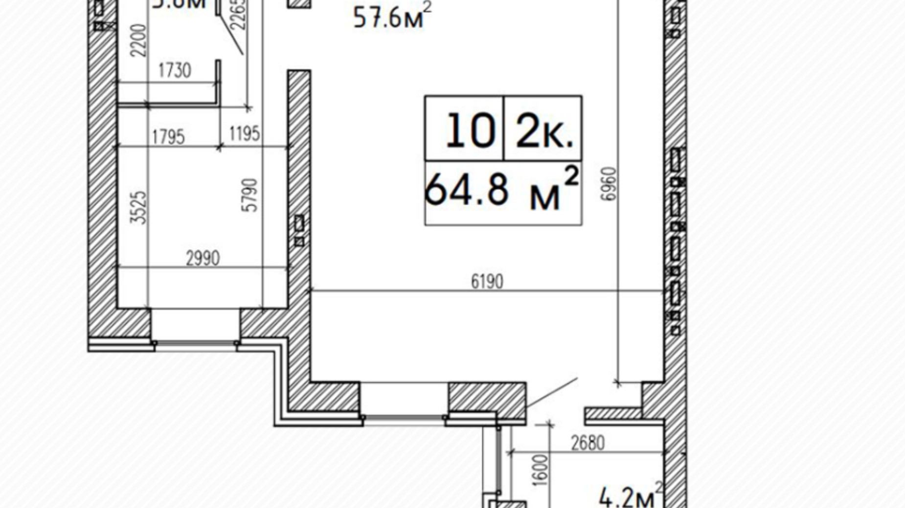 Планировка 2-комнатной квартиры в ЖК Suncity 64.8 м², фото 224165