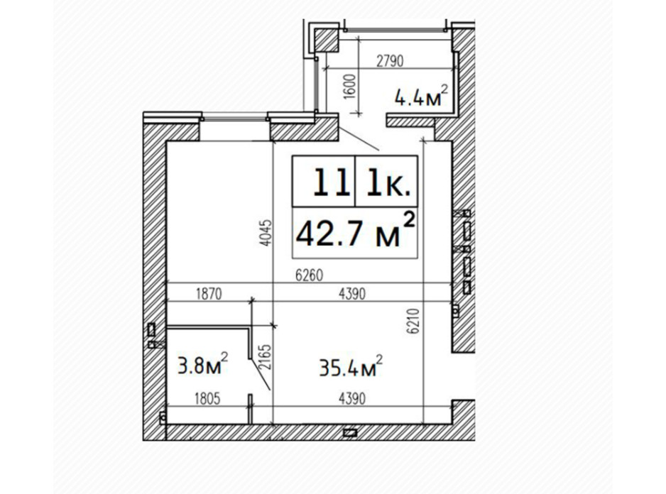 Планировка 1-комнатной квартиры в ЖК SunCity 42.7 м², фото 224166 Планировка 1-комнатной квартиры в ЖК SunCity 42.7 м², фото 224166