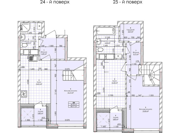 ЖК Бережанский: планировка 2-комнатной квартиры 84.11 м²