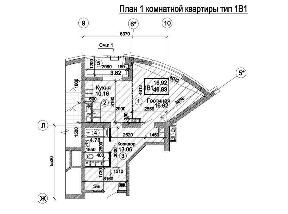 Планировка 1-комнатной квартиры в ЖК Триумф 47.99 м², фото 224738 Планировка 1-комнатной квартиры в ЖК Триумф 47.99 м², фото 224738
