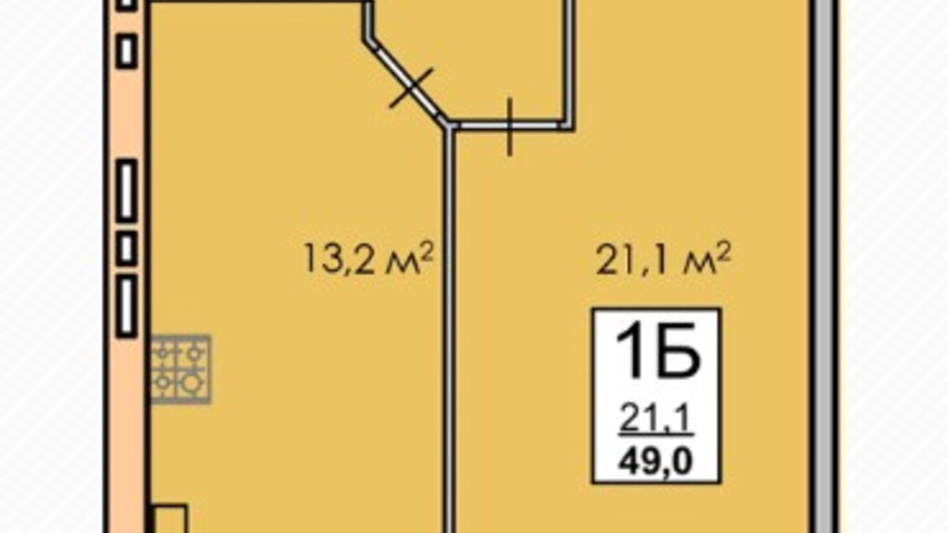 Планування 1-кімнатної квартири в ЖК Andorra 49 м², фото 224766