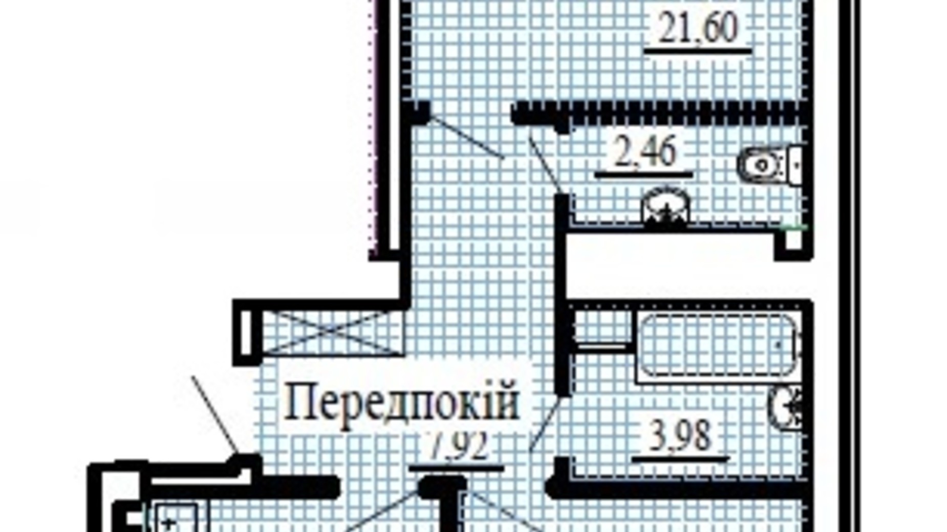 Планировка 2-комнатной квартиры в ЖК Крылья 66.95 м², фото 224782