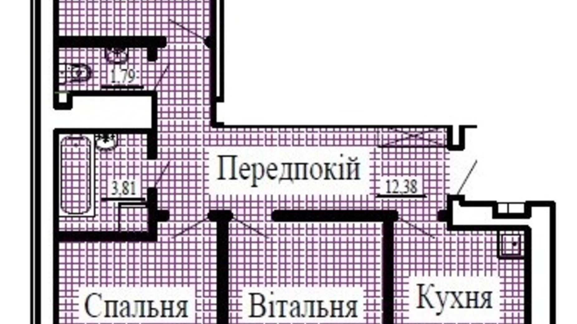 Планировка 3-комнатной квартиры в ЖК Крылья 80.87 м², фото 224787