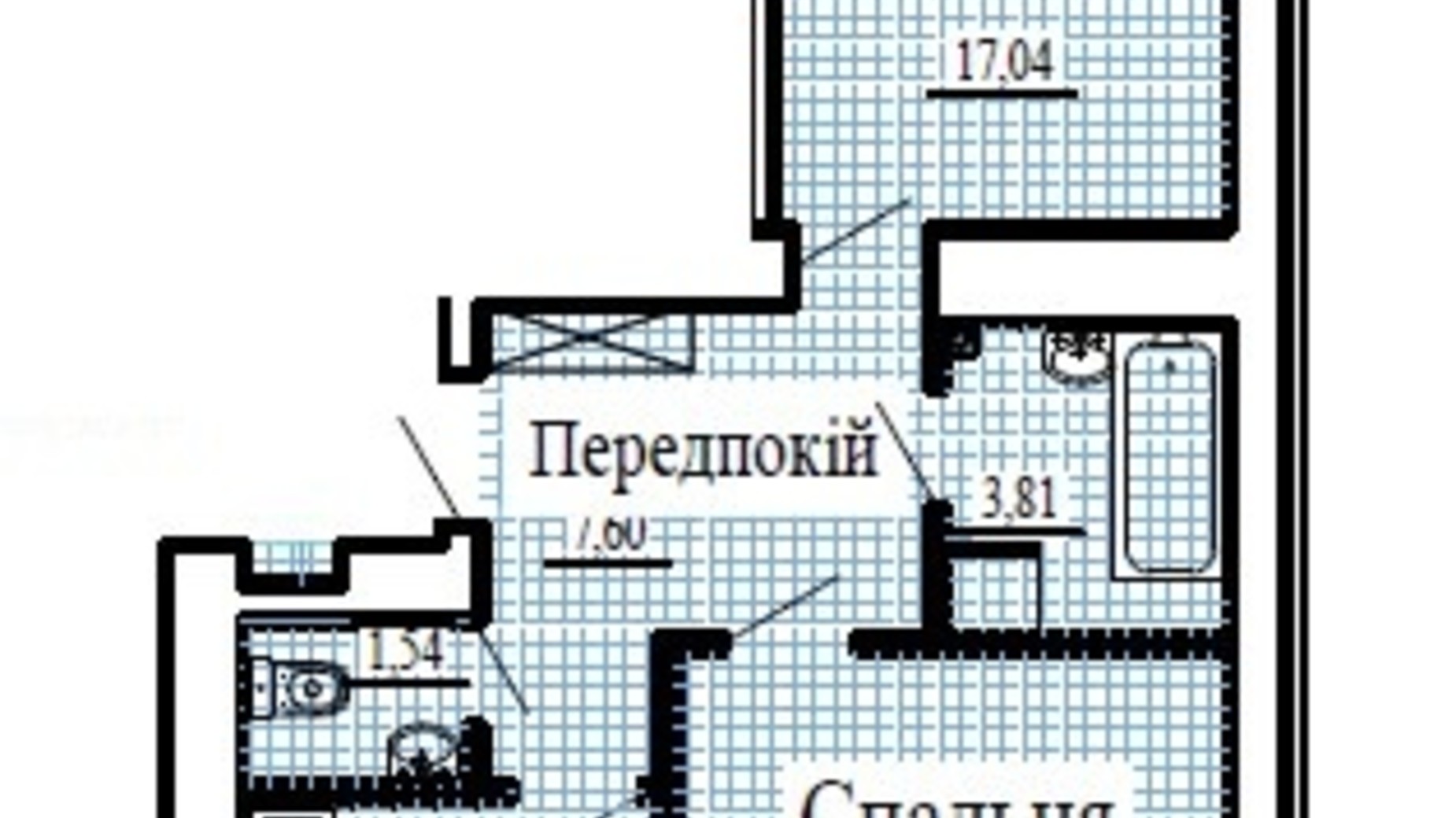 Планировка 2-комнатной квартиры в ЖК Крылья 57.74 м², фото 224800