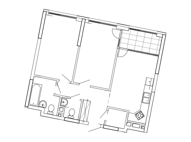ЖК Great: планировка 2-комнатной квартиры 69.68 м²