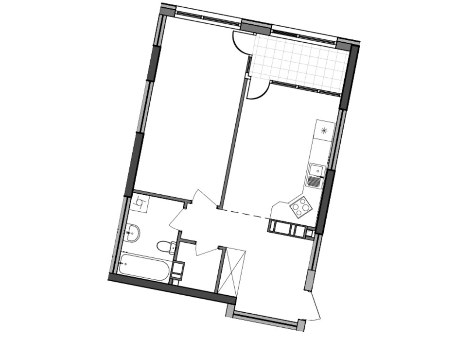 Планировка 1-комнатной квартиры в ЖК Great 54.97 м², фото 224929 Планировка 1-комнатной квартиры в ЖК Great 54.97 м², фото 224929