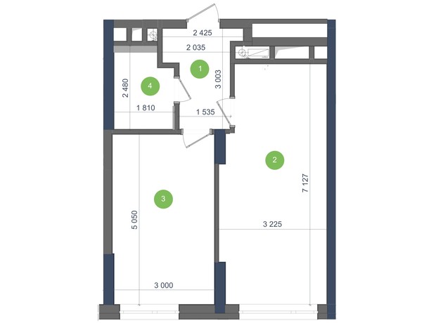 ЖК Метрополис: планировка 1-комнатной квартиры 46.25 м²