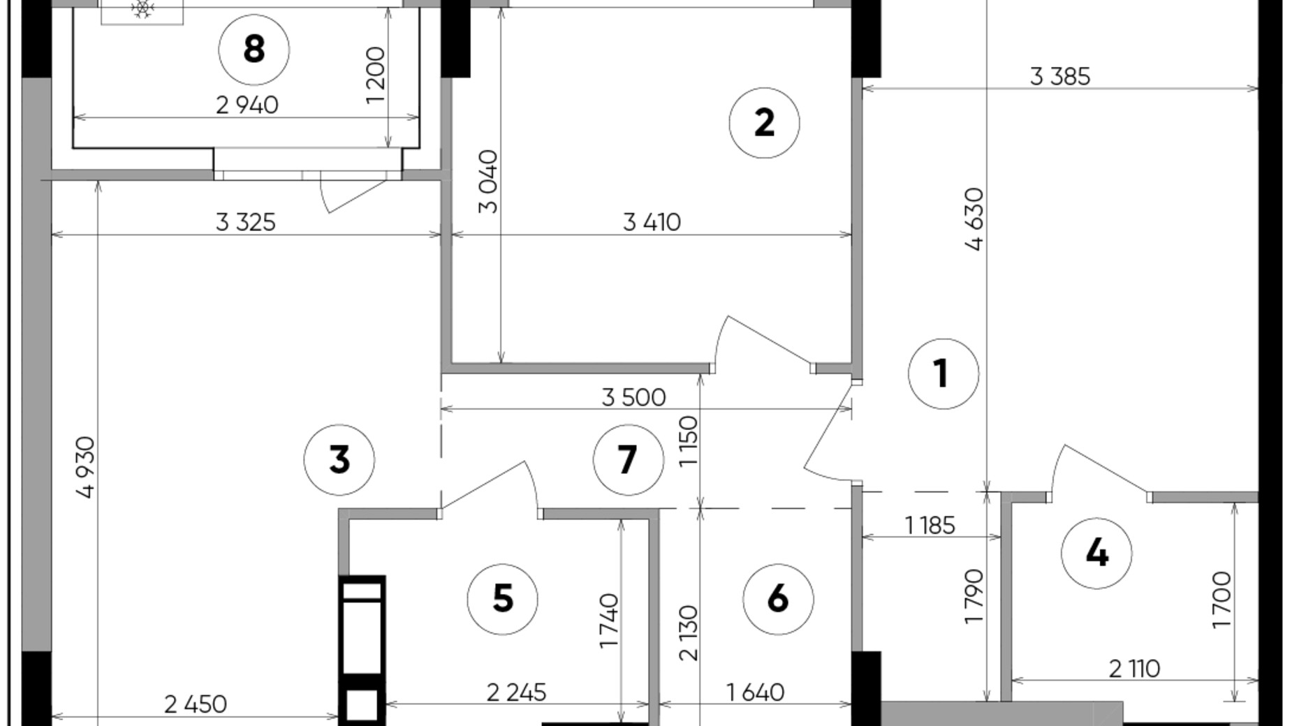 Планировка 2-комнатной квартиры в ЖК Lucky Land 61.81 м², фото 224961