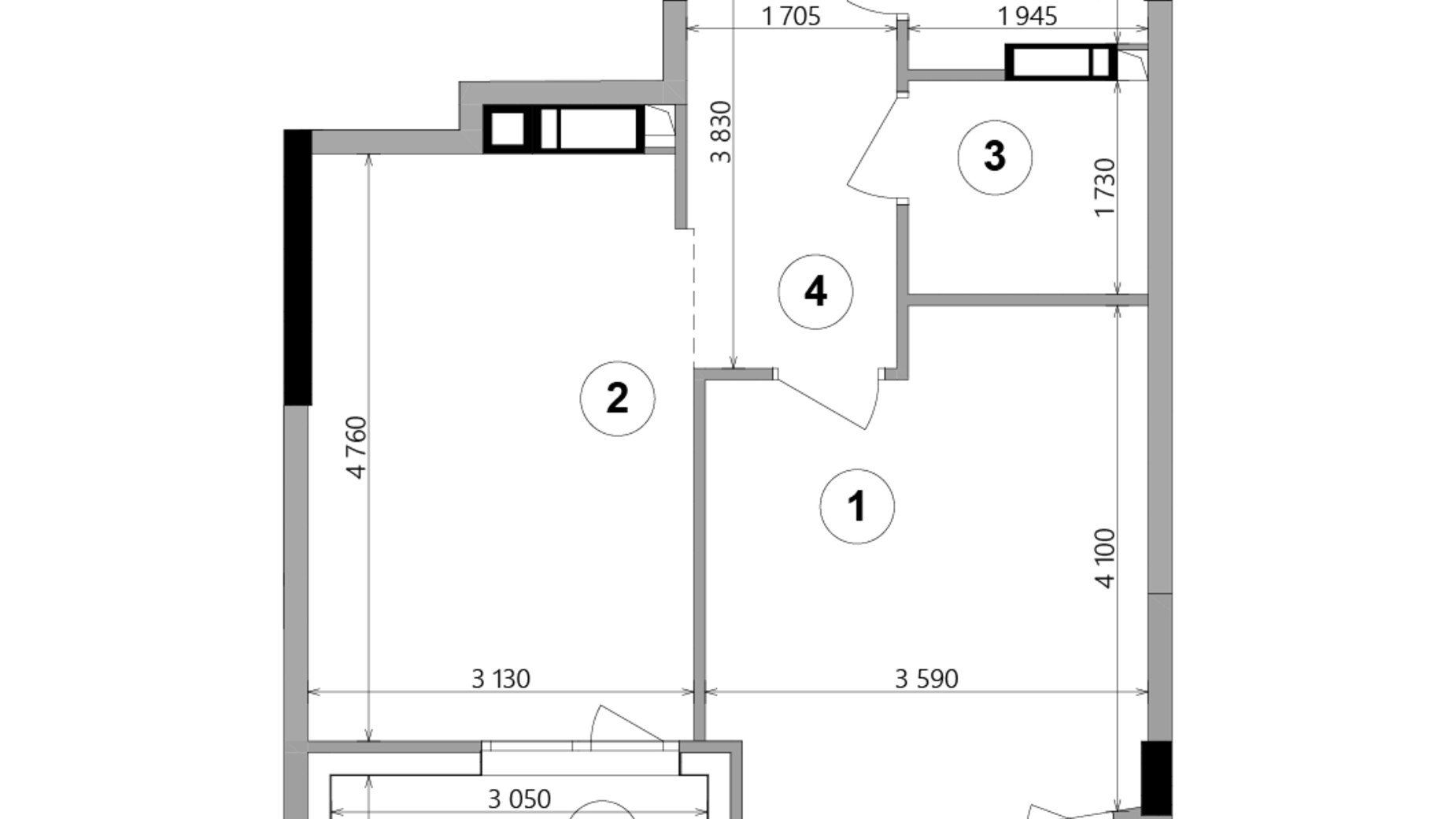 Планировка 1-комнатной квартиры в ЖК Lucky Land 44.74 м², фото 224962