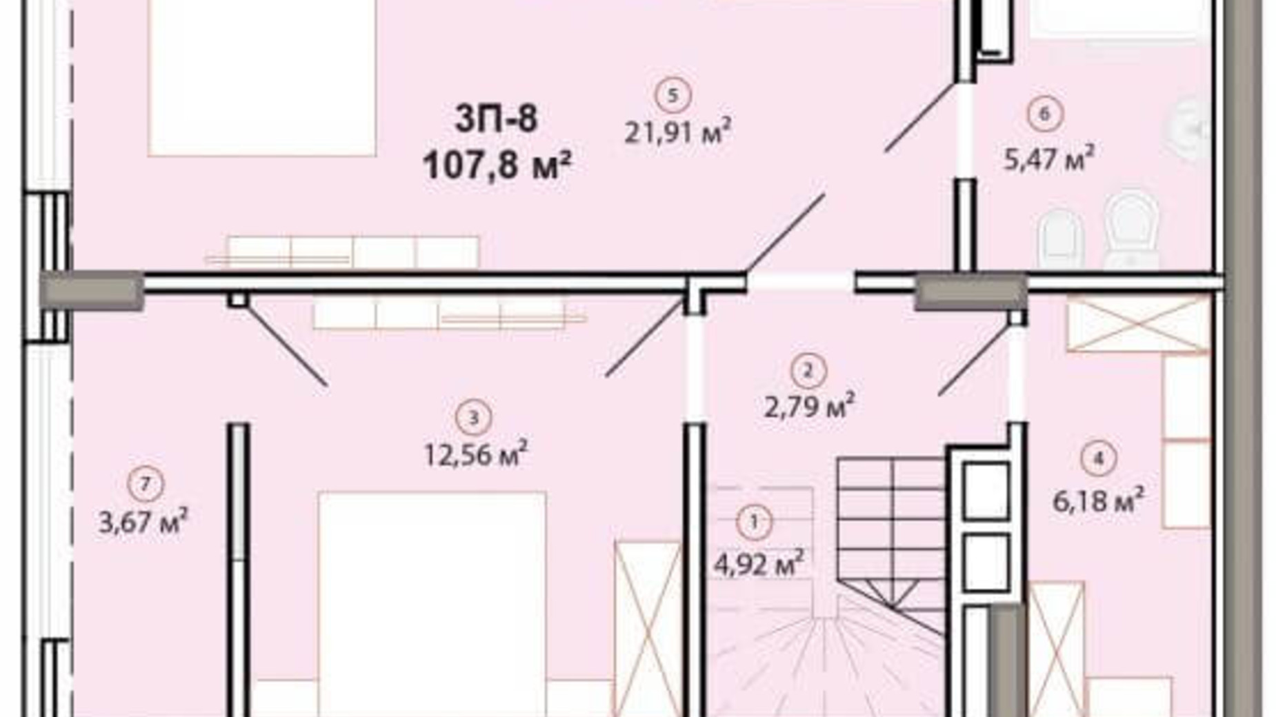 Планування багато­рівневої квартири в ЖК Edelweiss House 107.8 м², фото 225061