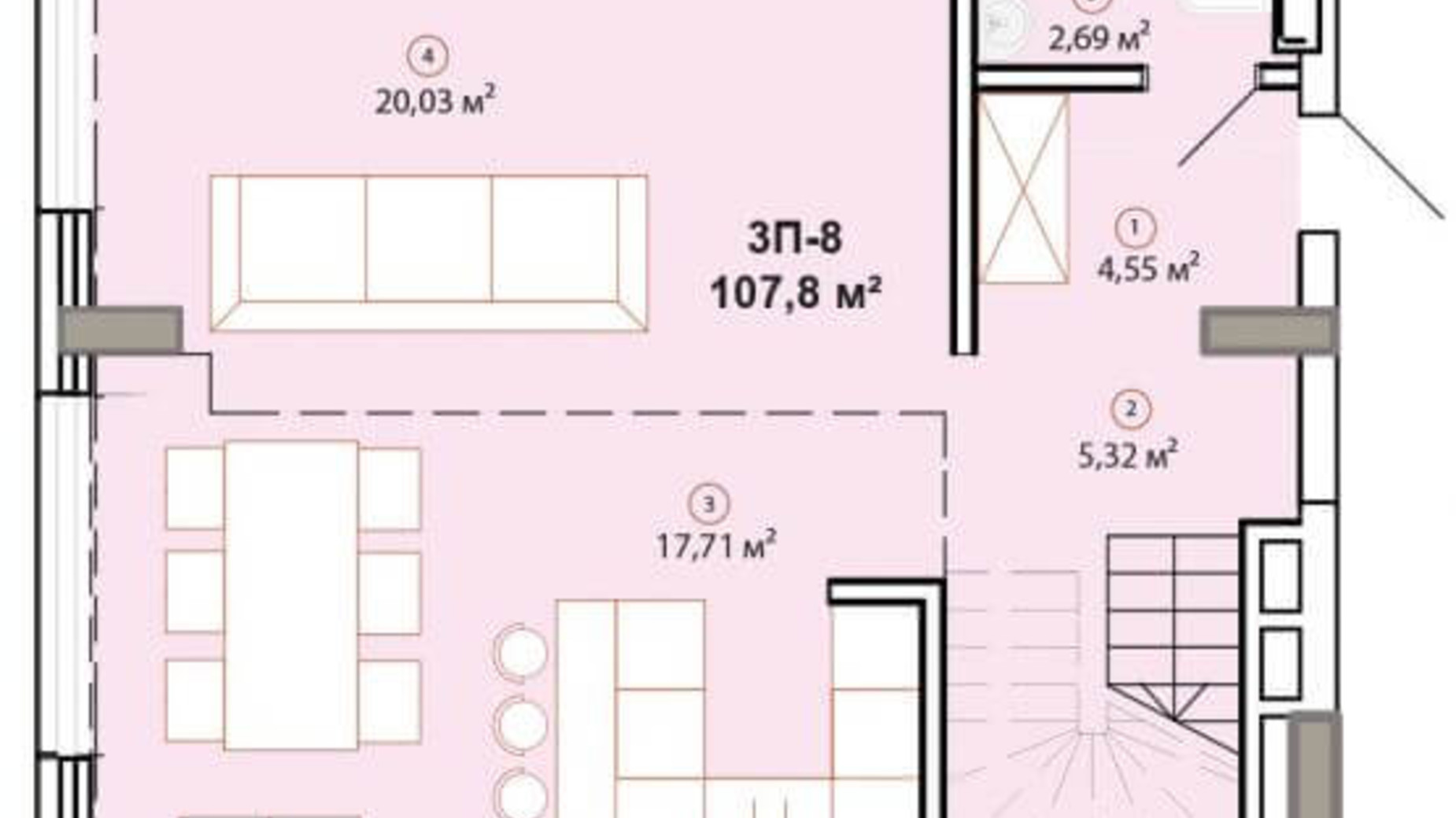 Планування багато­рівневої квартири в ЖК Edelweiss House 107.8 м², фото 225063