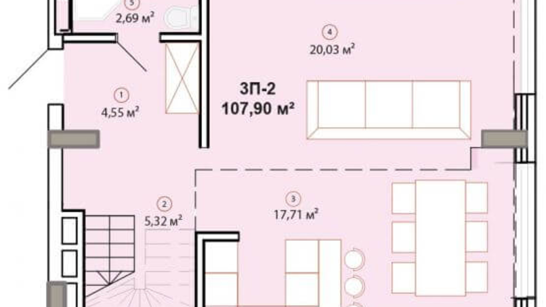 Планування багато­рівневої квартири в ЖК Edelweiss House 107.9 м², фото 225067