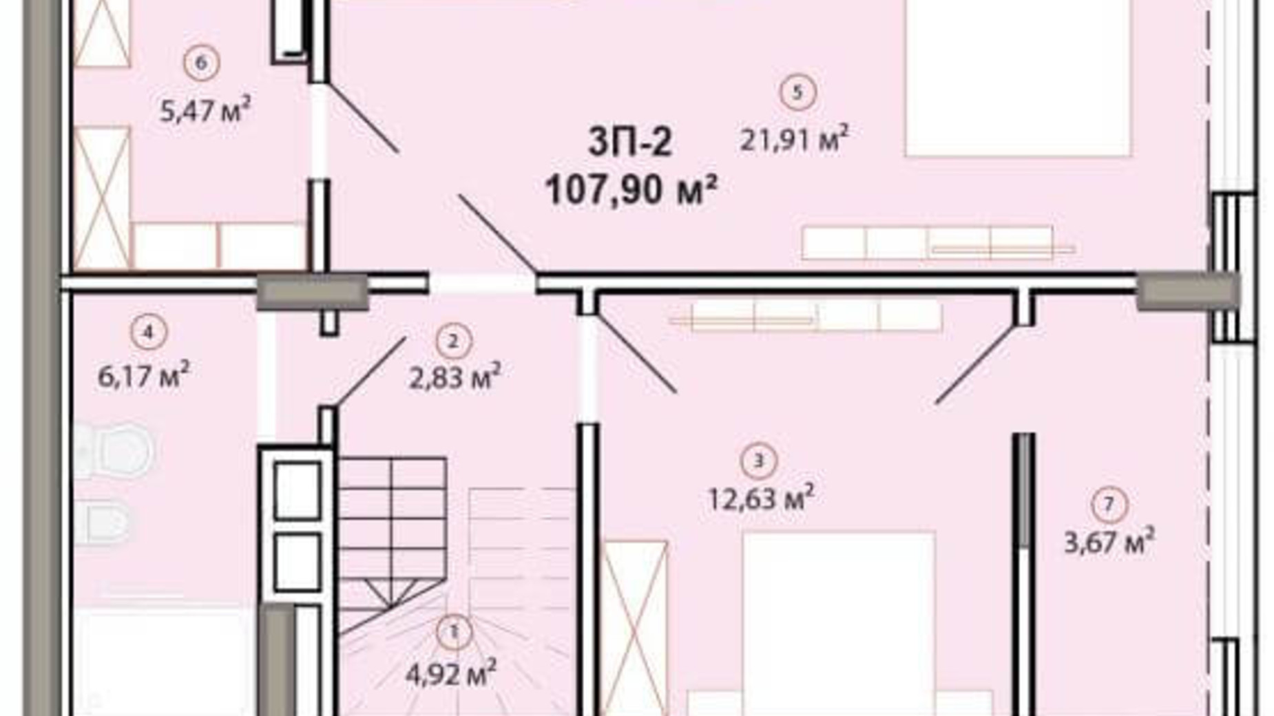 Планування багато­рівневої квартири в ЖК Edelweiss House 107.9 м², фото 225068