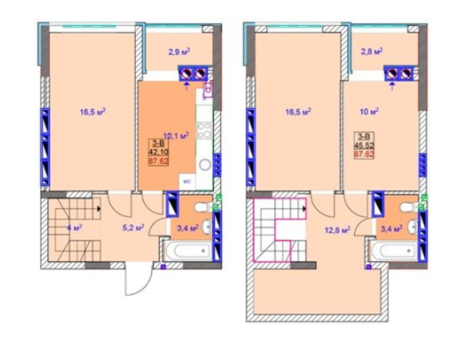 Планировка многоуровневой квартиры в ЖК Sky 92.7 м², фото 225130 Планировка многоуровневой квартиры в ЖК Sky 92.7 м², фото 225130
