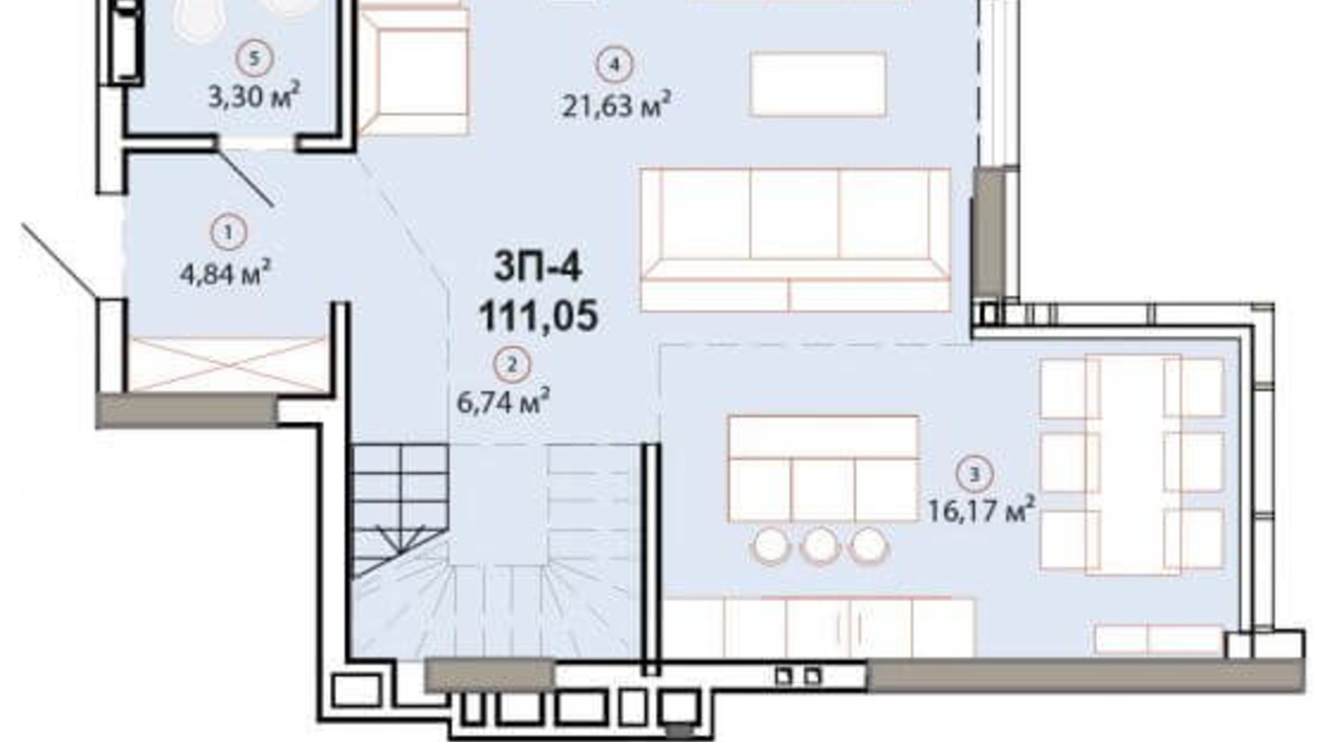 Планировка много­уровневой квартиры в ЖК Edelweiss House 111.05 м², фото 225137