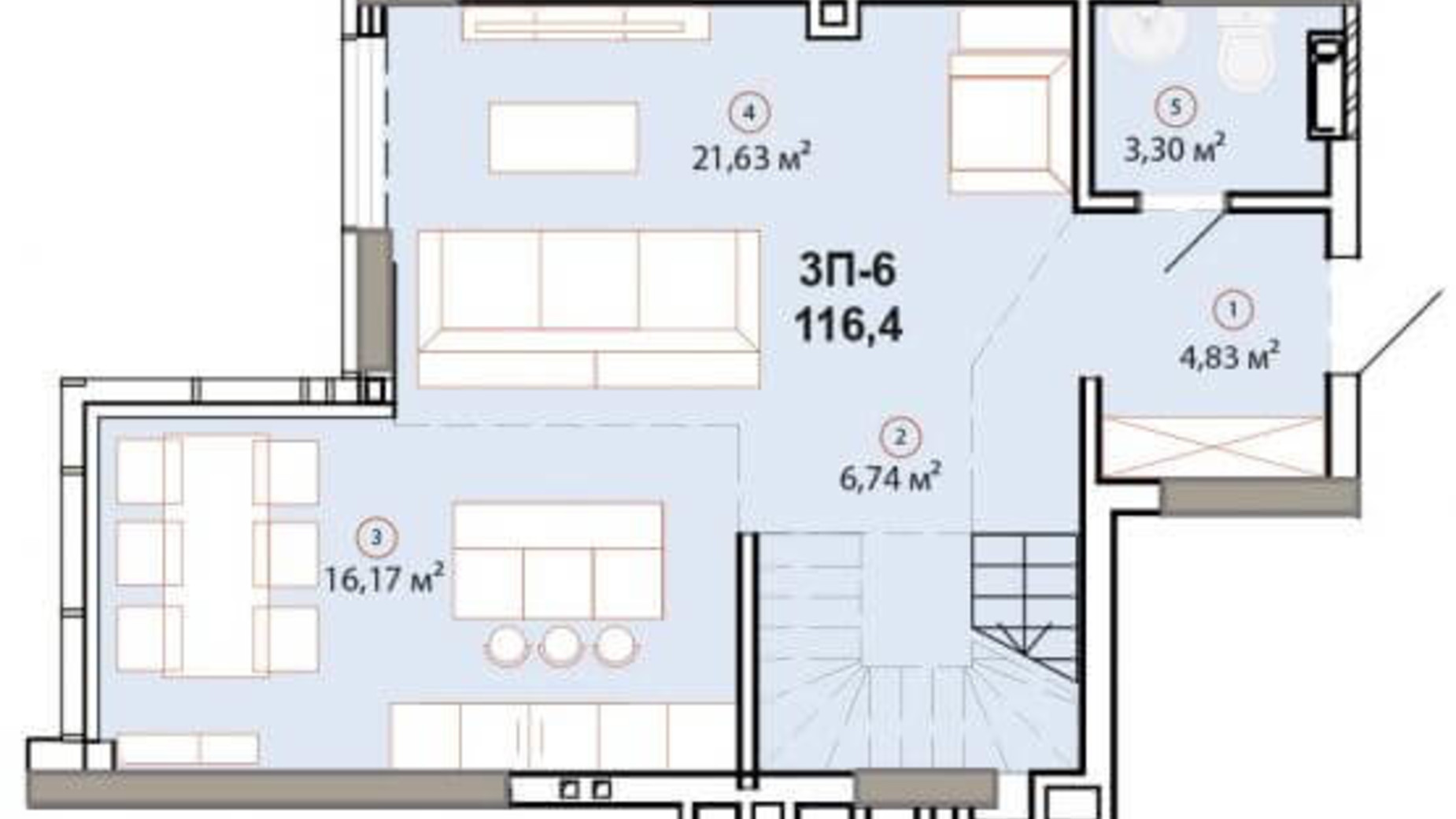 Планування багато­рівневої квартири в ЖК Edelweiss House 116.4 м², фото 225139