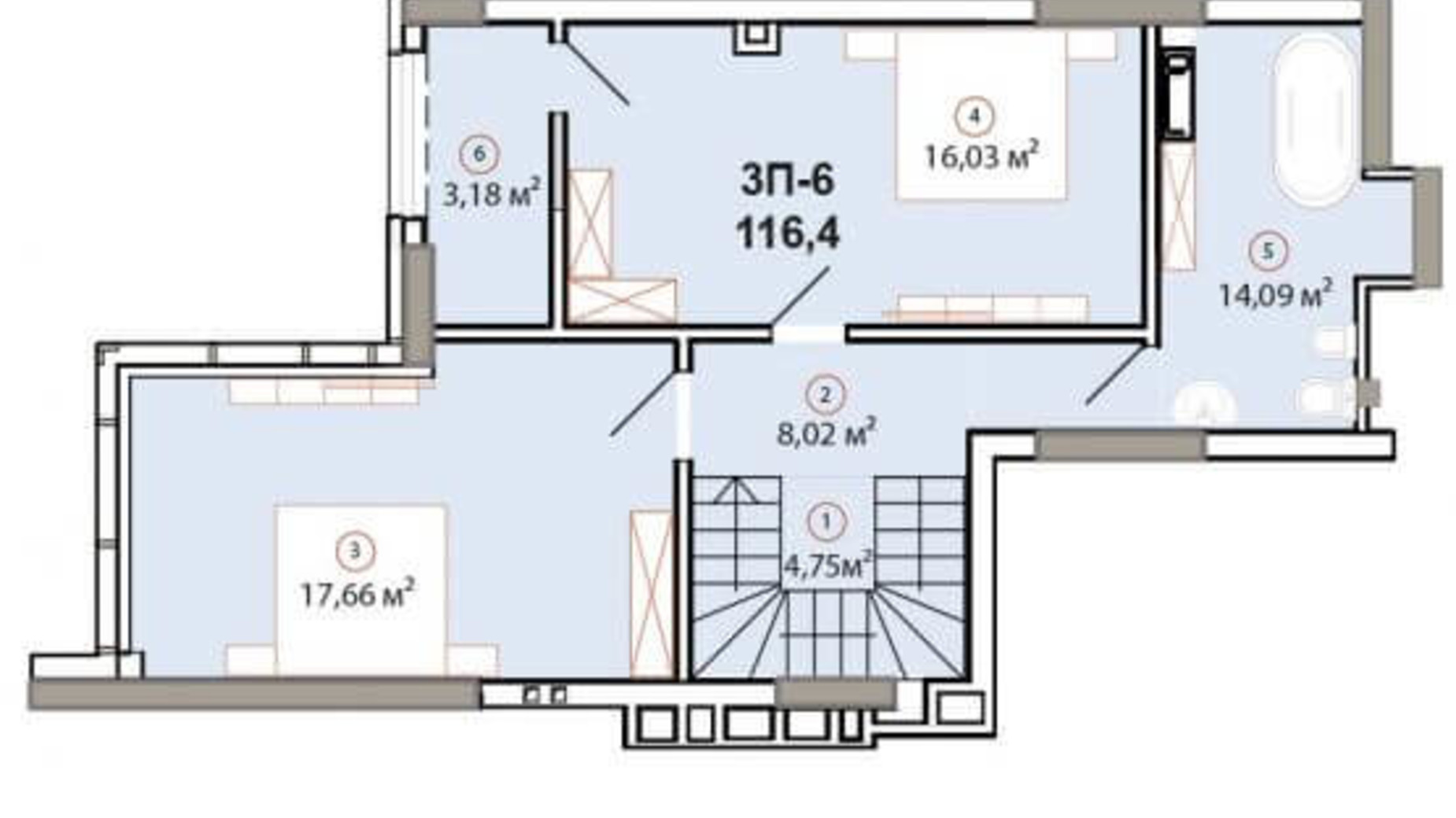 Планування багато­рівневої квартири в ЖК Edelweiss House 116.4 м², фото 225141