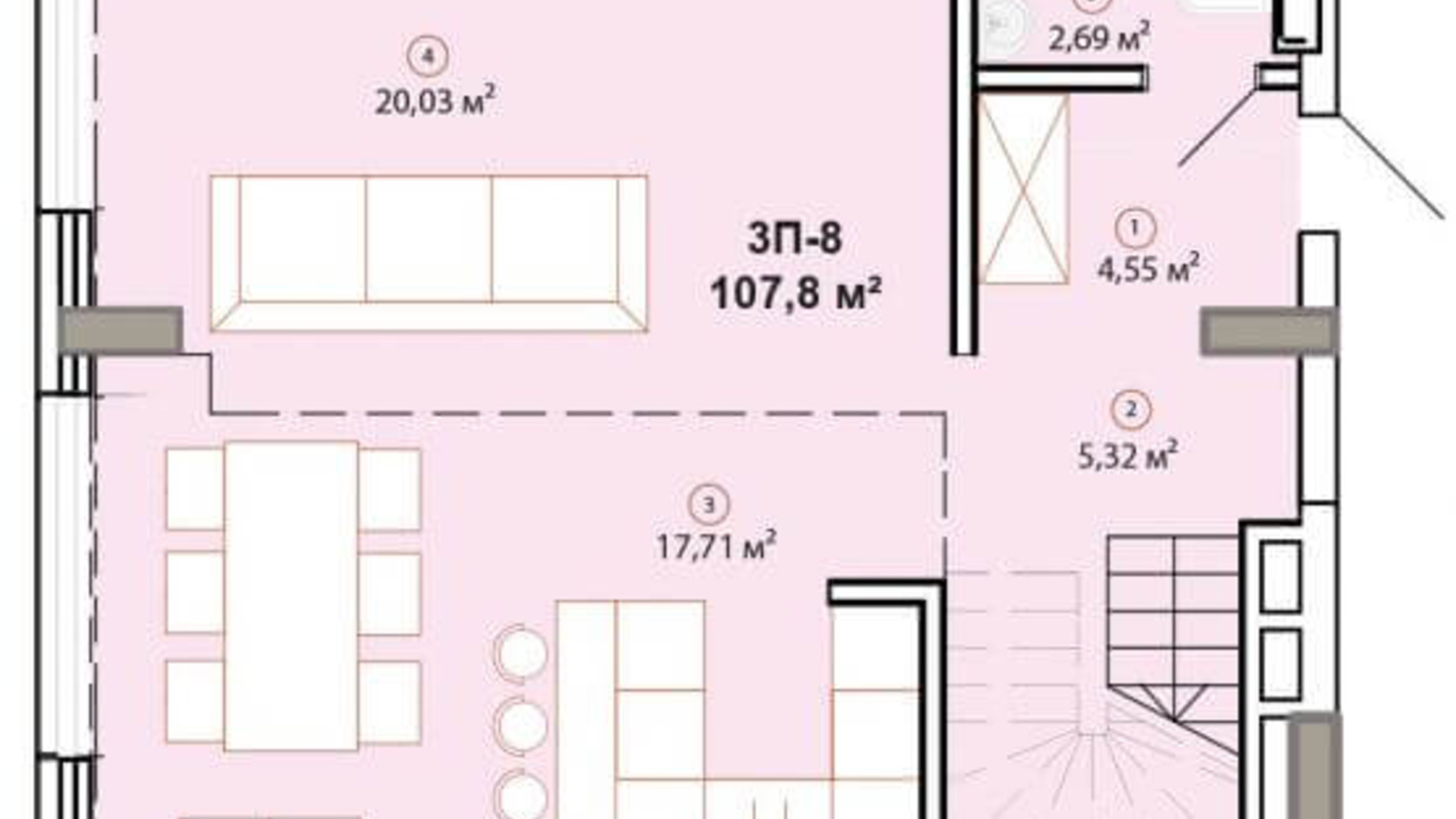 Планировка много­уровневой квартиры в ЖК Edelweiss House 107.8 м², фото 225154