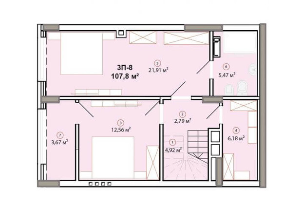 ЖК Edelweiss House: планування 3-кімнатної квартири 107.8 м²