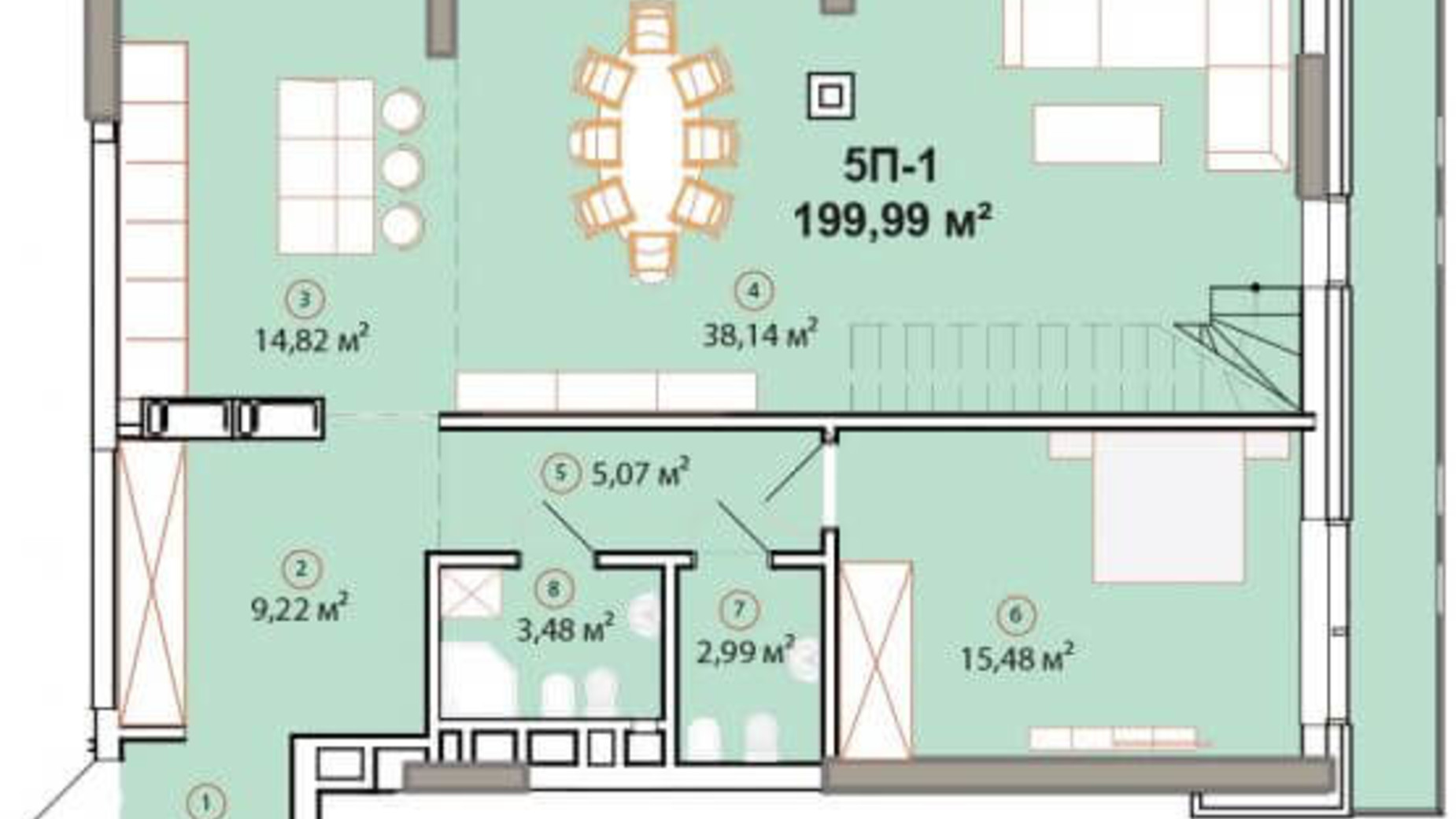 Планування багато­рівневої квартири в ЖК Edelweiss House 199.99 м², фото 225156