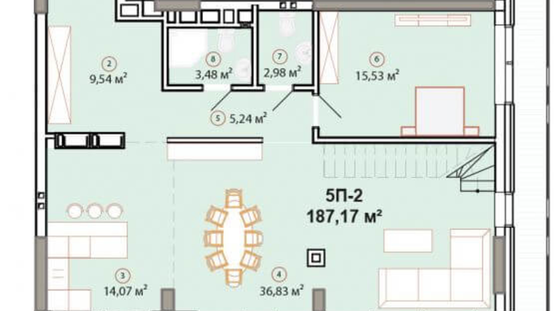 Планування багато­рівневої квартири в ЖК Edelweiss House 187.17 м², фото 225158