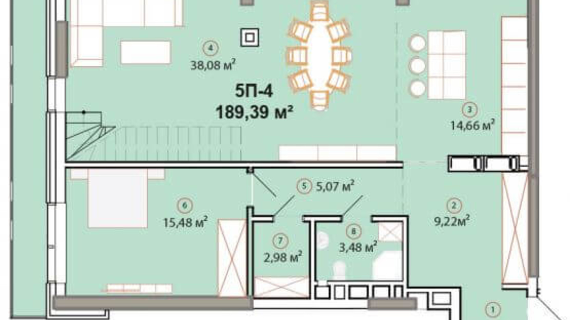 Планировка много­уровневой квартиры в ЖК Edelweiss House 189.39 м², фото 225159