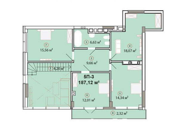 ЖК Edelweiss House: планировка 4-комнатной квартиры 187.12 м²