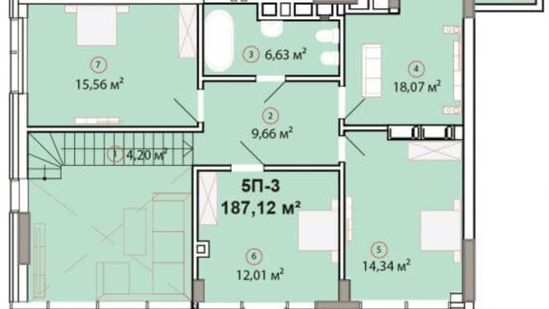 Планировка много­уровневой квартиры в ЖК Edelweiss House 187.12 м², фото 225164