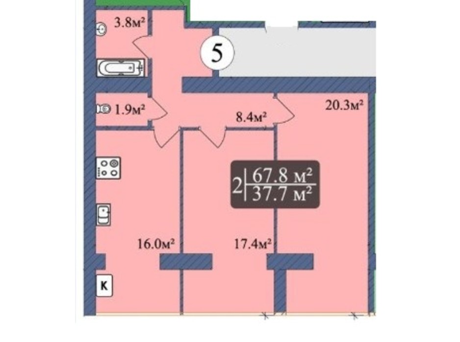 Планировка 2-комнатной квартиры в ЖК Мрія Чернігів 2 67.8 м², фото 225532 Планировка 2-комнатной квартиры в ЖК Мрія Чернігів 2 67.8 м², фото 225532