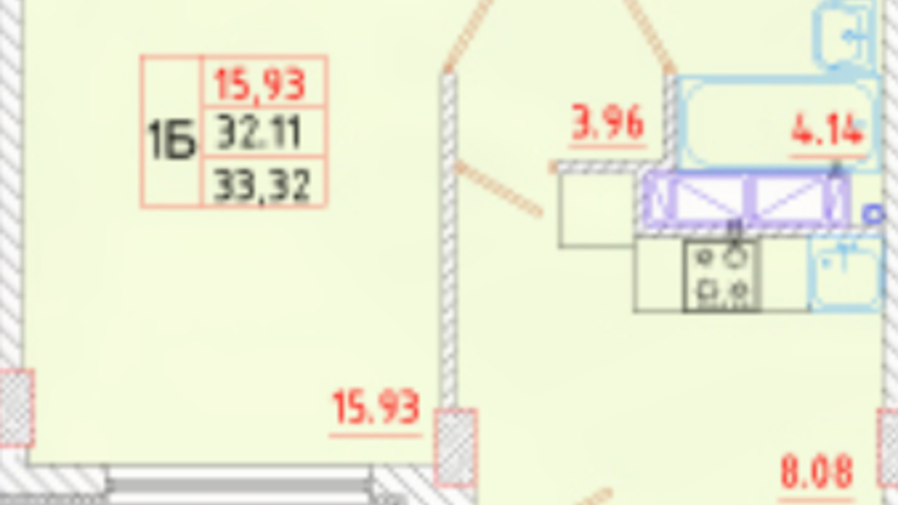 Планировка 1-комнатной квартиры в ЖК Цветной бульвар 33.32 м², фото 225944