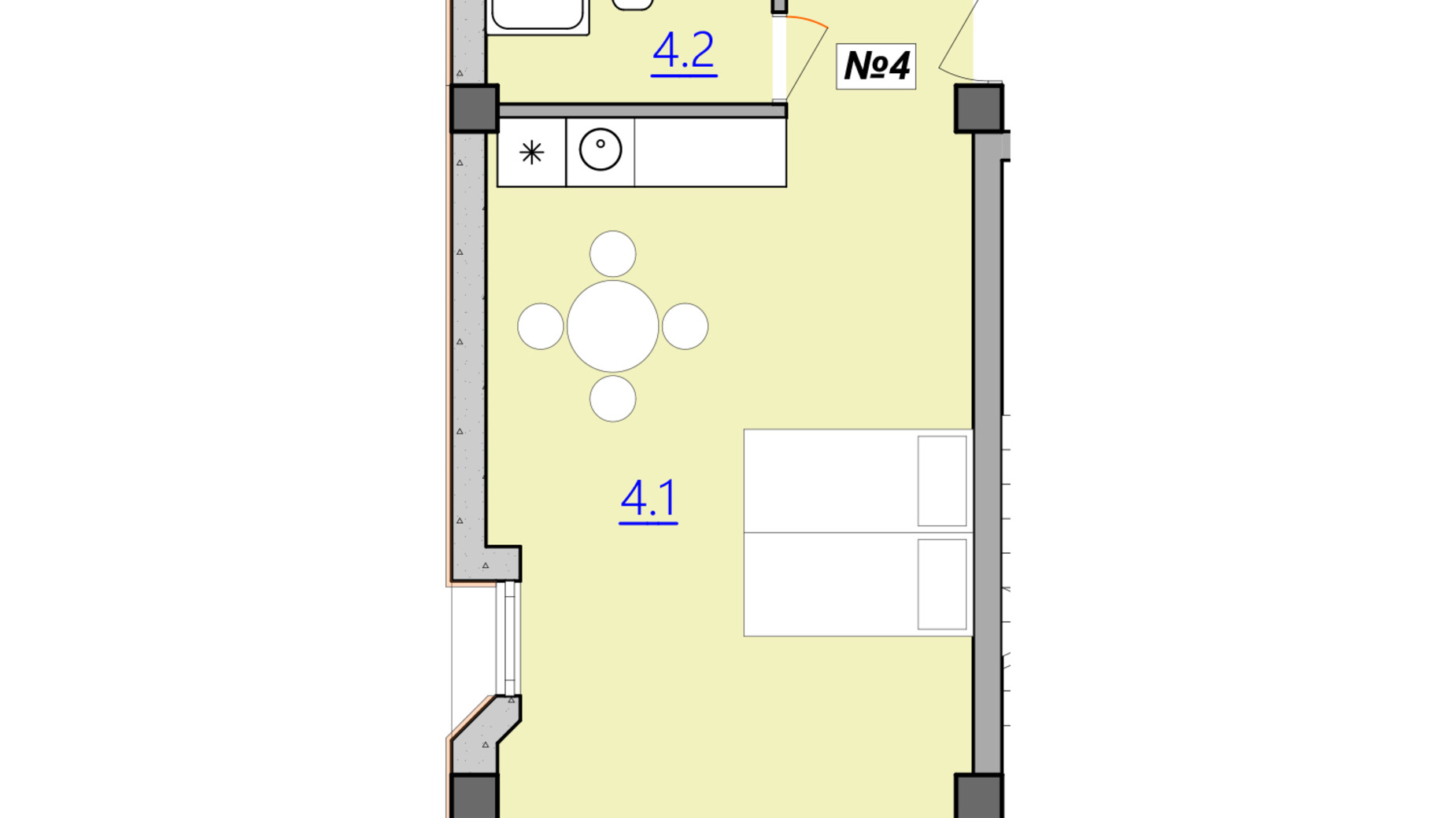 Планировка 1-комнатной квартиры в Апарт-комплекс Кампус 34.3 м², фото 225980