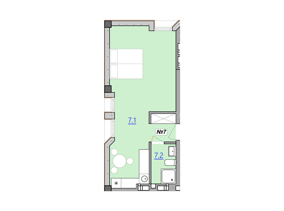 Планировка 1-комнатной квартиры в Апарт-комплекс Кампус 36.1 м², фото 225983 Планировка 1-комнатной квартиры в Апарт-комплекс Кампус 36.1 м², фото 225983