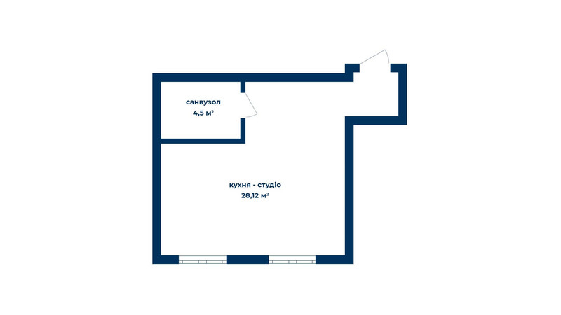 Планировка квартиры студии в КД Liverpool House 32.62 м², фото 226099
