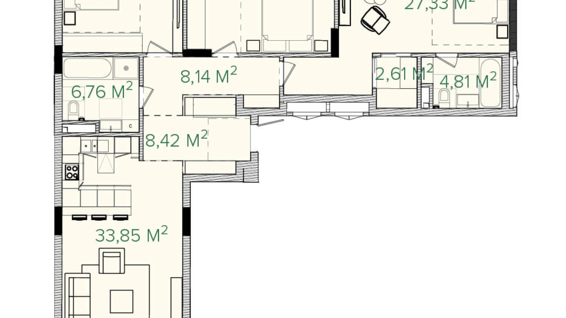 Планировка 3-комнатной квартиры в ЖК Illinsky House 133.19 м², фото 226158