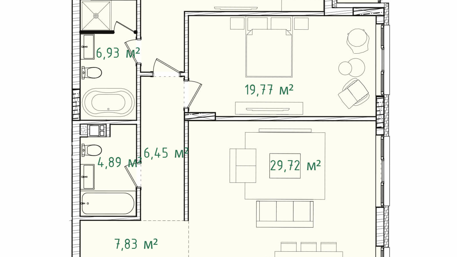 Планировка 3-комнатной квартиры в ЖК Illinsky House 113.38 м², фото 226165