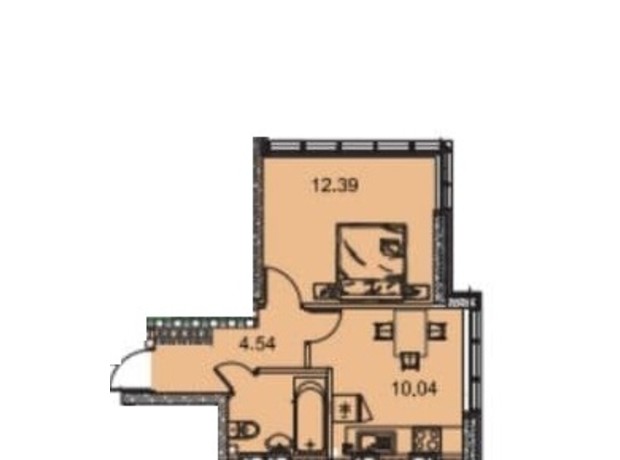 ЖК Manhattan: планировка 1-комнатной квартиры 31.85 м²