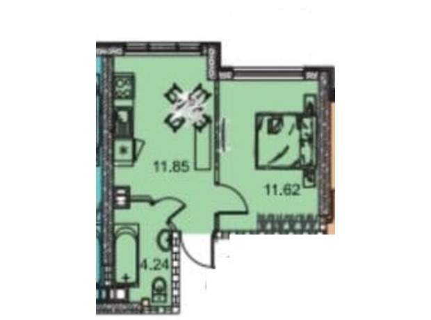 ЖК Manhattan: планировка 1-комнатной квартиры 28.25 м²