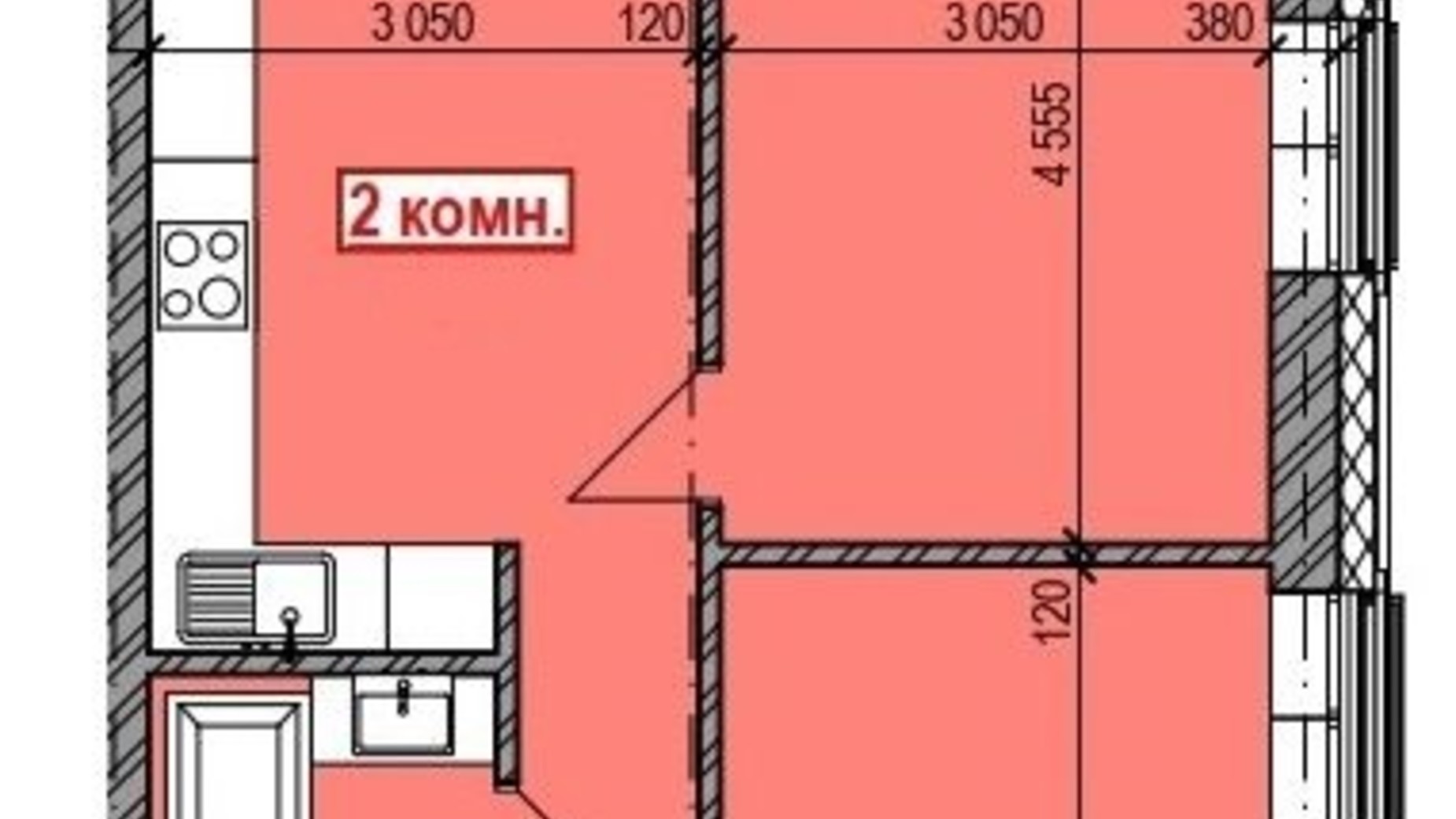Планировка 2-комнатной квартиры в ЖК Club City 60 м², фото 226488